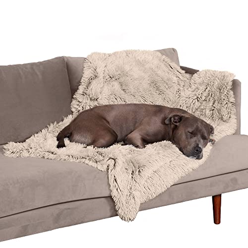 Furhaven Large Waterproof Calming Plush Long Faux Fur & Velvet Dog Blanket, Washable - Taupe, Large von Furhaven