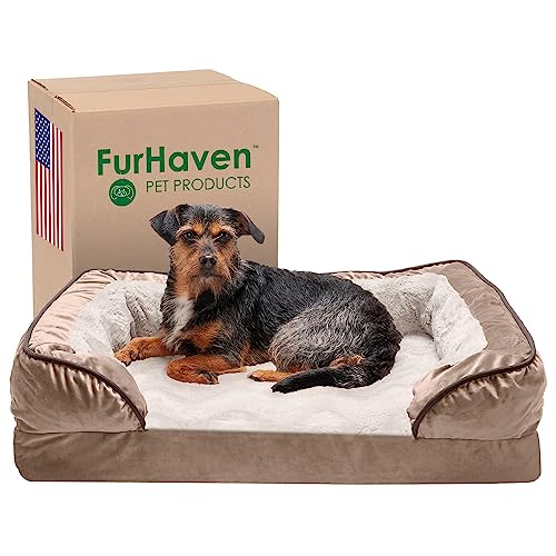 Furhaven Medium Memory Foam Dog Bed Perfect Comfort Plush & Velvet Waves Sofa-Style w/Removable Washable Cover - Brownstone, Medium Furhaven Medium Memory Foam Dog Bed Perfect Comfort Plush & Velvet Waves Sofa-Style w/Removable Washable Cover - Brownstone, Medium von Furhaven