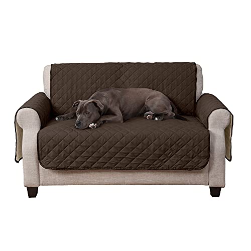 Furhaven Loveseat Slipcover Water-Resistant Reversible Two-Tone Furniture Protector Cover - Espresso/Clay, Loveseat von Furhaven