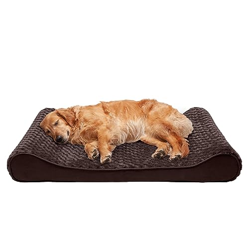 Furhaven Orthopädisches Hundebett für große Hunde mit abnehmbarem, waschbarem Bezug, für Hunde bis zu 34 kg, ultraweiches Kunstfell und Wildleder, luxuriöse Liegematratze, Schokoladenbraun, Jumbo/XL von Furhaven