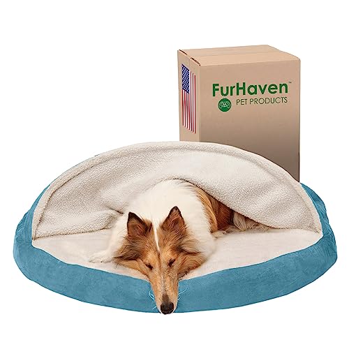 Furhaven Orthopädisches Hundebett für große Hunde, rund, mit abnehmbarem, waschbarem Bezug, für Hunde bis zu 36,3 kg, Sherpa und Wildleder, 111,8 cm, Blau Furhaven Orthopädisches Hundebett für große Hunde, rund, mit abnehmbarem, waschbarem Bezug, für Hunde bis zu 36,3 kg, Sherpa und Wildleder, 111,8 cm, Blau von Furhaven
