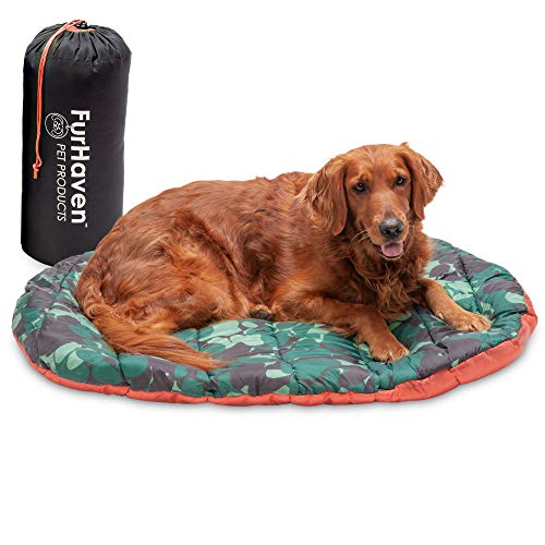 Furhaven Outdoor-Reise-Hundebett für große/mittelgroße Hunde mit Tragetasche, waschbar und faltbar, ideal für Kisten und Zwinger – Trail Pup Reisekissenmatte mit Packsack – orange-tarngrün Furhaven Outdoor-Reise-Hundebett für große/mittelgroße Hunde mit Tragetasche, waschbar und faltbar, ideal für Kisten und Zwinger – Trail Pup Reisekissenmatte mit Packsack – orange-tarngrün von Furhaven