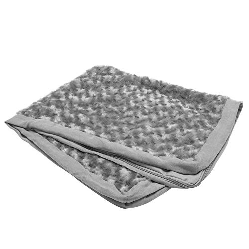 Furhaven Ersatzbezug für Hundebett, ultraplüschig, Kunstfell und Wildledermatratze, maschinenwaschbar, Grau, Größe L von Furhaven