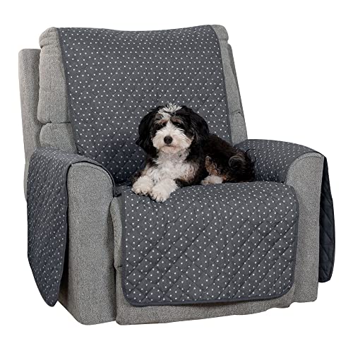 Furhaven Recliner Slipcover Water-Resistant Reversible Polka Paw Print Furniture Protector Cover - Gray, Recliner von Furhaven