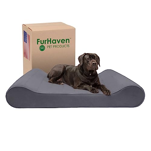 Furhaven Memory Foam Hundebett für extra große Hunde mit abnehmbarem waschbarem Bezug, für Hunde bis zu 81,6 kg – Microvelvet Luxe Lounger Contour Matratze – Grau, Giant/Größe XXXL von Furhaven
