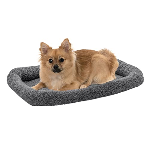 Furhaven Sherpa Fleece-Hundebett mit Nackenrolle, Grau, Größe S von Furhaven