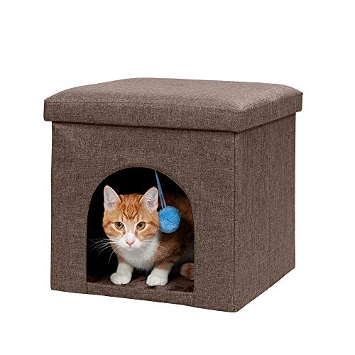 Furhaven Small Pet House Collapsible Ottoman-Footstool Condo Pet Bed - Coconut Brown, Small von Furhaven