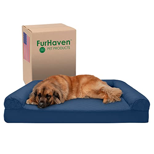 Furhaven XXL Memory Foam Dog Bed Quilted Sofa-Style w/Removable Washable Cover - Navy, Jumbo Plus (XX-Large) von Furhaven