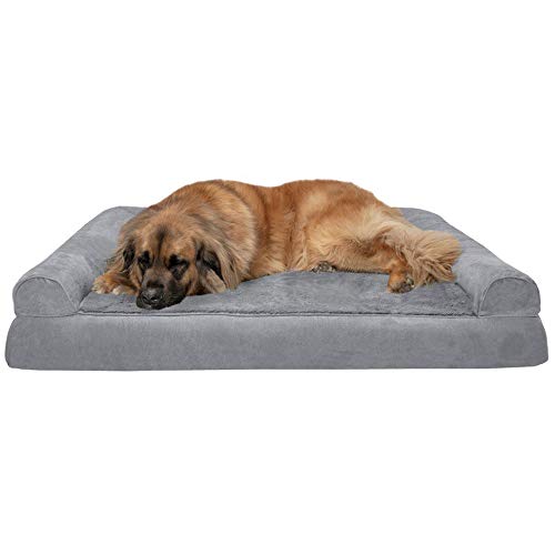Furhaven XXL Orthopedic Dog Bed Plush & Suede Sofa-Style w/Removable Washable Cover - Gray, Jumbo Plus (XX-Large) von Furhaven
