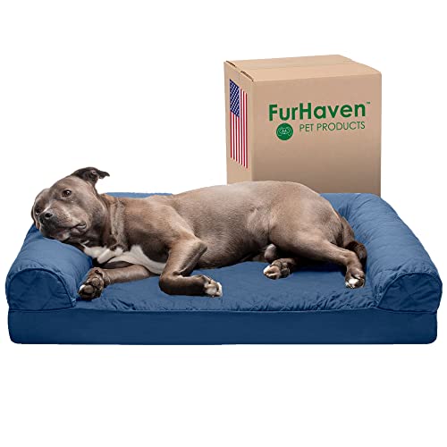Furhaven Large Orthopedic Dog Bed Quilted Sofa-Style w/Removable Washable Cover - Navy, Large von Furhaven