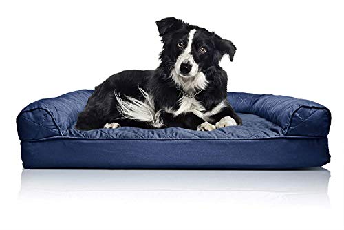 Furhaven Large Orthopedic Dog Bed Quilted Sofa-Style w/Removable Washable Cover - Navy, Large von Furhaven