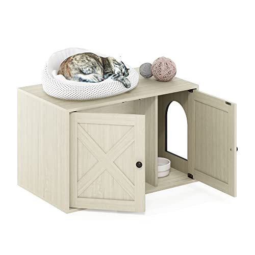 Furinno Peli Farmhouse Katzentoilette-Gehäuse, Weiße Waschung von Furinno