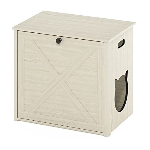 Furinno Peli Kleine Katzentoilette mit Einzeltür, Weiße Waschung Furinno Peli Kleine Katzentoilette mit Einzeltür, Weiße Waschung von Furinno