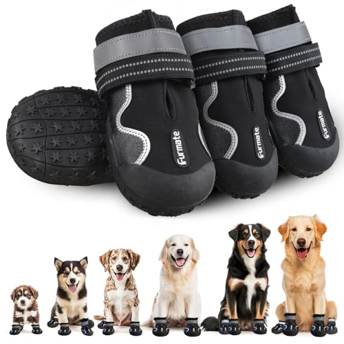 Furmate Hundeschuhe für große, mittelgroße und kleine Hunde, Hundeschuhe und Pfotenschutz für Hartböden im Innenbereich, rutschfest, reflektierende Streifen, wasserdichte Hundeschuhe für Spaziergänge Furmate Hundeschuhe für große, mittelgroße und kleine Hunde, Hundeschuhe und Pfotenschutz für Hartböden im Innenbereich, rutschfest, reflektierende Streifen, wasserdichte Hundeschuhe für Spaziergänge von Furmate
