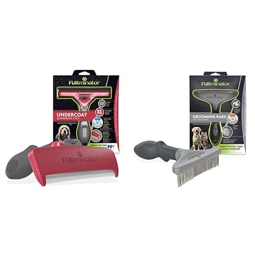 FURminator deShedding-Tool Hund Gröߟe XL Langhaar & Harkenkamm für langhaarige Hunde und Katzen - Bürste zur Vorbeugung von Knoten und verfilzten Haaren von Furminator