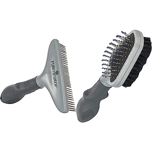 Furminator Harkenkamm für langhaarige Hunde und Katzen & Doppelbürste für Hunde und Katzen - Fellpflege 2in1-Bürste zur Entfernung von Knoten, losen Haaren und Schmutz, Grau Furminator Harkenkamm für langhaarige Hunde und Katzen & Doppelbürste für Hunde und Katzen - Fellpflege 2in1-Bürste zur Entfernung von Knoten, losen Haaren und Schmutz, Grau von Furminator