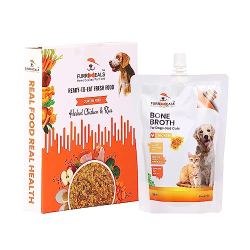FurrMeals Herbed Chicken and Rice & Chicken Bone Broth | Combo Pack of 2 x 300gm | Wet Dog Food | Treat and Meal for Dogs | All Breed | Preservative Free | Ready-to-Eat Fresh Dog Food von FurrMeals