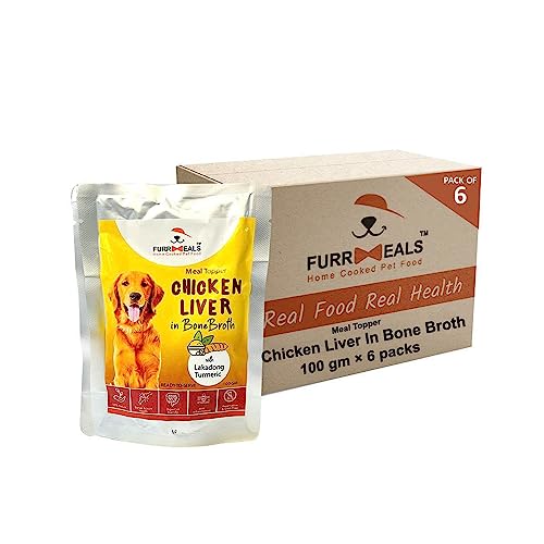 FurrMeals Meal Topper for Dogs | Chicken Liver in Bone Broth with Lakadong Turmeric | Wet Dog Food/Gravy - Pack of 6 x 100gm von FurrMeals