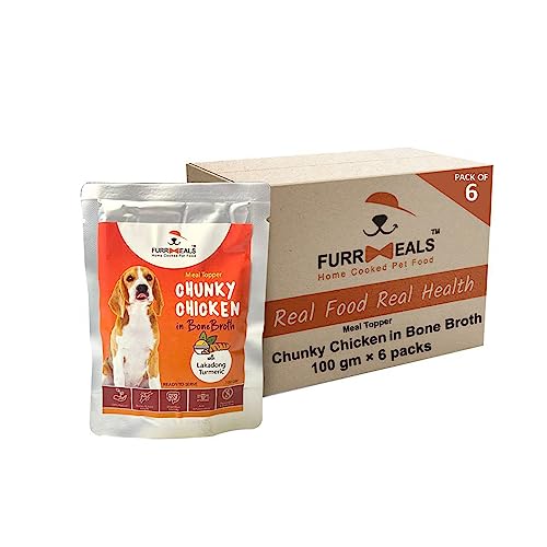 FurrMeals Meal Topper for Dogs | Chunky Chicken in Bone Broth with Lakadong Turmeric | Wet Dog Food/Gravy - Pack of 6 x 100gm von FurrMeals