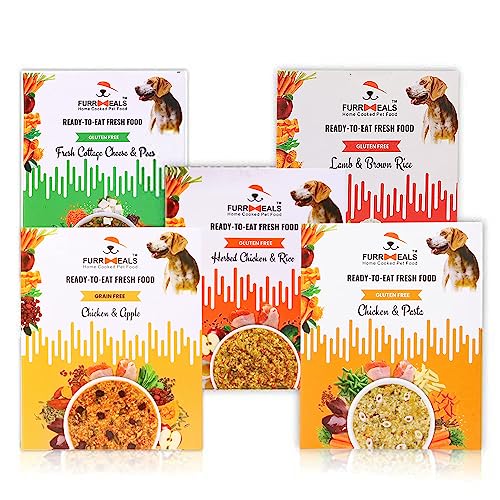 FurrMeals Ready-to-Eat Fresh Wet Dog Food | All Breed | Trial Pack with 5 Recipes x 100gm Each Wet Dog Food for Adult and Puppy Dog (Pack of 5) von FurrMeals