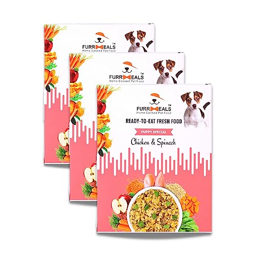 FurrMeals Wet Puppy Food | Chicken and Spinach | Pack of 3 x 200gm | All Breed | Gluten Free | Preservative Free | Ready-to-Eat Fresh Dog Food von FurrMeals