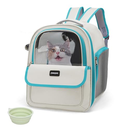 Katzen-Rucksack-Tragetasche für Reisen und Wandern, großer Platz, langlebig und atmungsaktiv, Haustier-Tragetasche für Katzen und kleine Hunde, kratzfest, ausbruchsicheres Design (Grün, groß) von FurrPhunny
