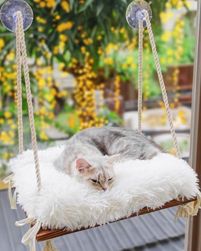 Katzenfensterstange – Katzenhängematte für Fenster – Massivholzsitz & starke Saugnäpfe – pelziges Katzenfensterbett & Möbel für Katzen im Inneren – Flauschiges hängendes Fensterregal für kleine, Katzenfensterstange – Katzenhängematte für Fenster – Massivholzsitz & starke Saugnäpfe – pelziges Katzenfensterbett & Möbel für Katzen im Inneren – Flauschiges hängendes Fensterregal für kleine, von Furrfinity