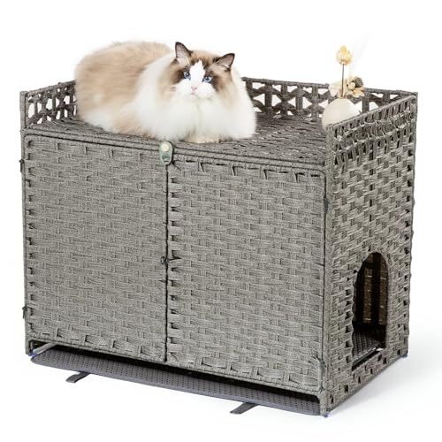 Katzentoilettengehege mit 2 Katzentoiletten-Matten, Katzentoilettenversteck, versteckter Katzenklo Schrank für Staub- und Ordnungskontrolle, versteckte Kitty Katzentoilette Möbel Rustikaler Stil, Katzentoilettengehege mit 2 Katzentoiletten-Matten, Katzentoilettenversteck, versteckter Katzenklo Schrank für Staub- und Ordnungskontrolle, versteckte Kitty Katzentoilette Möbel Rustikaler Stil, von Furriends