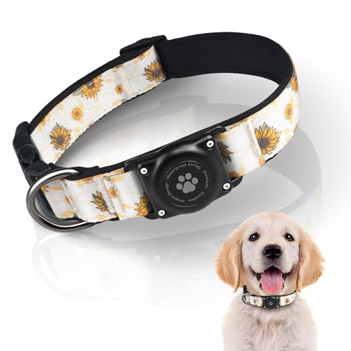 AirTag Hundehalsband, IP68 Wasserdicht Air Tag Hundehalsbandhalter - Ultra-langlebig - Bequem Gepolstert - Verstellbar für Kleine Mittlere Große Hunde von Furrigo