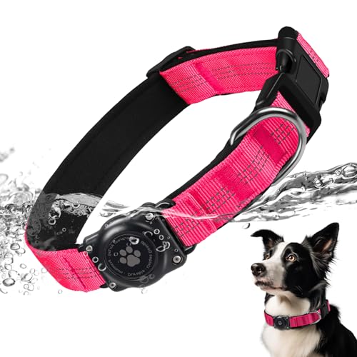 AirTag Hundehalsband, IP68 wasserdicht, Air Tag Hundehalsbandhalter, reflektierend, ultra-langlebig, bequem gepolstert, robuste Hundehalsbänder für kleine, mittelgroße und große Hunde (L (37,6 cm - von Furrigo