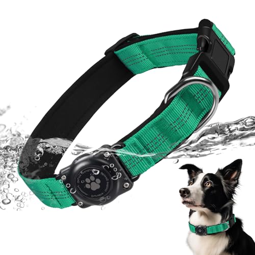 AirTag Hundehalsband, IP68 wasserdicht, Air Tag Hundehalsbandhalter, reflektierend, ultra-langlebig, bequem gepolstert, robuste Hundehalsbänder für kleine, mittelgroße und große Hunde (S (26,9 cm - von Furrigo