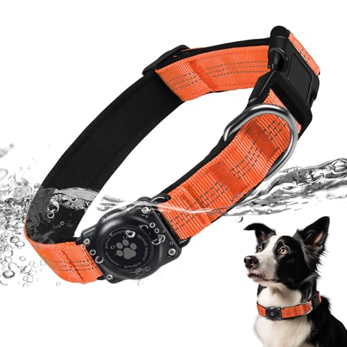 AirTag Hundehalsband, IP68 wasserdicht, Airtag Hundehalsband Halterung, reflektierend, ultra-langlebig, bequem gepolstert, robuste Hundehalsbänder für kleine, mittelgroße und große Hunde (M von Furrigo