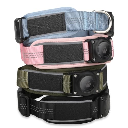 AirTag Hundehalsband, Premium Air Tag Hundehalsbandhalter, IP68 wasserdicht, ultraweiches Air-Mesh gepolstert, reflektierend, ultra-langlebig, robuste Hundehalsbänder für mittelgroße und große Hunde von Furrigo