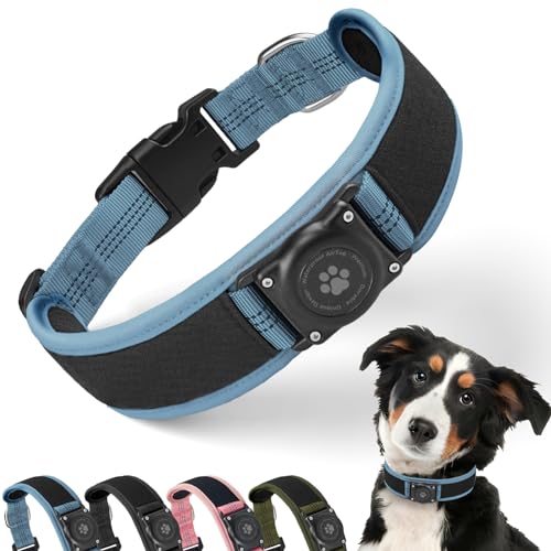 AirTag Hundehalsband, Premium Air Tag Hundehalsbandhalter, IP68 wasserdicht, ultraweiches Air-Mesh gepolstert, reflektierend, ultra-langlebig, robuste Hundehalsbänder für mittelgroße und große Hunde von Furrigo