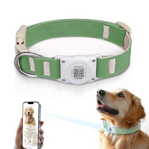 Airtag Hundehalsband, QR-Code, IP68, wasserdicht, integrierte Air-Tag-Hundehalsband-Halterung, ID-Tag, kostenloses Haustier-Online-Profil, strapazierfähiger natürlicher Baumwollhanf, passend für Airtag Hundehalsband, QR-Code, IP68, wasserdicht, integrierte Air-Tag-Hundehalsband-Halterung, ID-Tag, kostenloses Haustier-Online-Profil, strapazierfähiger natürlicher Baumwollhanf, passend für von Furrigo