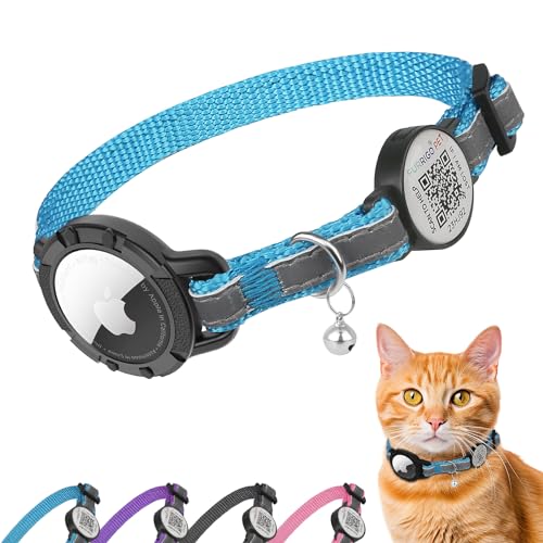 Airtag Katzenhalsband mit QR-Code-Namensschild, reflektierendes Katzenhalsband, Airtag-Halter mit Glöckchen, personalisierbar, ultra-langlebig, verstellbar, Schnellverschluss, passend für kleine und Airtag Katzenhalsband mit QR-Code-Namensschild, reflektierendes Katzenhalsband, Airtag-Halter mit Glöckchen, personalisierbar, ultra-langlebig, verstellbar, Schnellverschluss, passend für kleine und von Furrigo