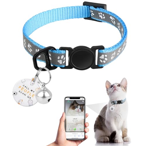 Katzenhalsband, mit QR-Code-Namensschild, reflektierendes Kätzchen-Halsband mit Glöckchen, personalisiert, ultra-langlebig, verstellbar, Schnellverschluss, passend für die meisten Mädchen, Jungen, von Furrigo