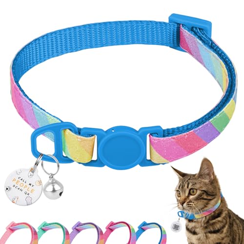 Katzenhalsband mit QR-Code-Namensschild, glitzerndes Kätzchenhalsband mit Glöckchen, personalisierbar, ultra-langlebig, bequem, Schnellverschluss, passend für die meisten Mädchen, Jungen, Katzen und Katzenhalsband mit QR-Code-Namensschild, glitzerndes Kätzchenhalsband mit Glöckchen, personalisierbar, ultra-langlebig, bequem, Schnellverschluss, passend für die meisten Mädchen, Jungen, Katzen und von Furrigo