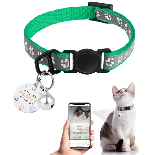 Katzenhalsband mit QR-Code-Namensschild, reflektierendes Kätzchen-Halsband mit Glöckchen, personalisierbar, ultra-langlebig, verstellbar, Schnellverschluss, passend für die meisten Mädchen, Jungen, Katzenhalsband mit QR-Code-Namensschild, reflektierendes Kätzchen-Halsband mit Glöckchen, personalisierbar, ultra-langlebig, verstellbar, Schnellverschluss, passend für die meisten Mädchen, Jungen, von Furrigo