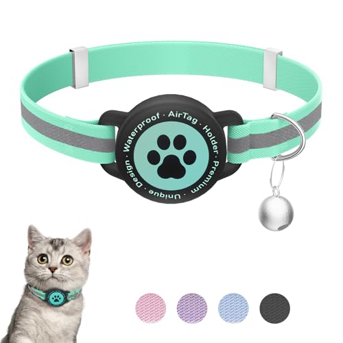 Reflektierendes Airtag-Katzenhalsband, dehnbares Kätzchenhalsband mit Apple Air-Tag-Halter, leicht und bequem, ultraelastisches GPS-Katzenhalsband für Katzen, Kätzchen und Welpen, 19,1-32,5 cm Reflektierendes Airtag-Katzenhalsband, dehnbares Kätzchenhalsband mit Apple Air-Tag-Halter, leicht und bequem, ultraelastisches GPS-Katzenhalsband für Katzen, Kätzchen und Welpen, 19,1-32,5 cm von Furrigo