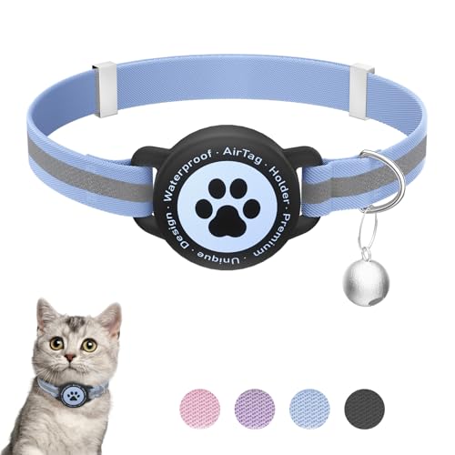 Reflektierendes Airtag-Katzenhalsband, dehnbares Kätzchenhalsband mit Apple Air-Tag-Halter, leicht und bequem, ultraelastisches GPS-Katzenhalsband für Katzen, Kätzchen und Welpen, 19,1-32,5 cm Reflektierendes Airtag-Katzenhalsband, dehnbares Kätzchenhalsband mit Apple Air-Tag-Halter, leicht und bequem, ultraelastisches GPS-Katzenhalsband für Katzen, Kätzchen und Welpen, 19,1-32,5 cm von Furrigo