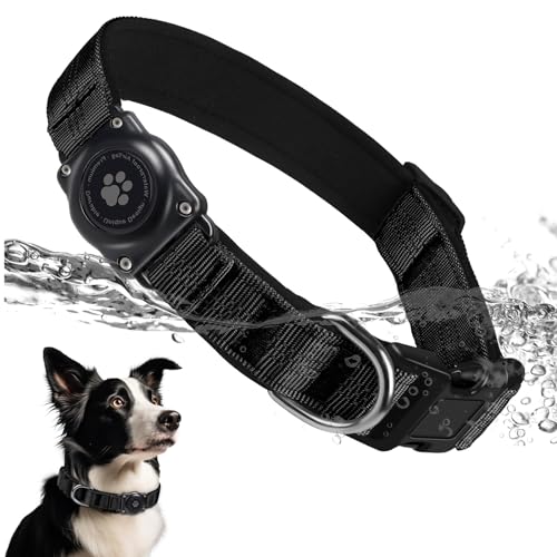 Upgraded AirTag Hundehalsband, IP68 wasserdicht, Air Tag Hundehalsbandhalter, reflektierend, ultra-langlebig, bequem gepolstert, robuste Hundehalsbänder für kleine, mittelgroße und große Hunde (XL von Furrigo