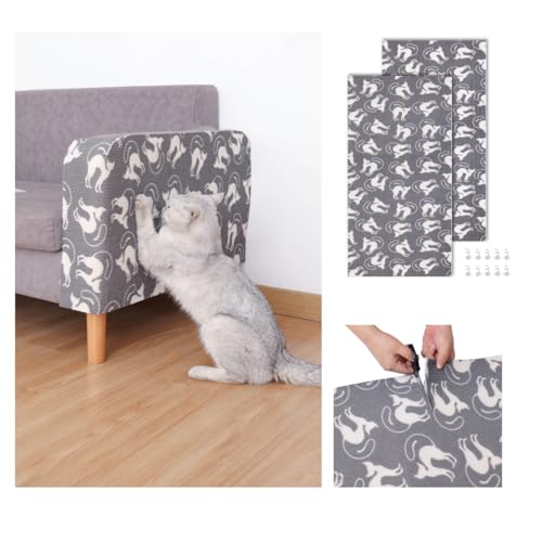 Asisumption Kratzmatte für Katzen, zuschneidbar, 90 x 40 cm, selbstklebende Kratzpads, Teppich-Ersatz für Kratzbaum-Regale, Stufen, Couchschutz, Katzen-Wand-Klettermöbel (graue Katzen) von Furrther