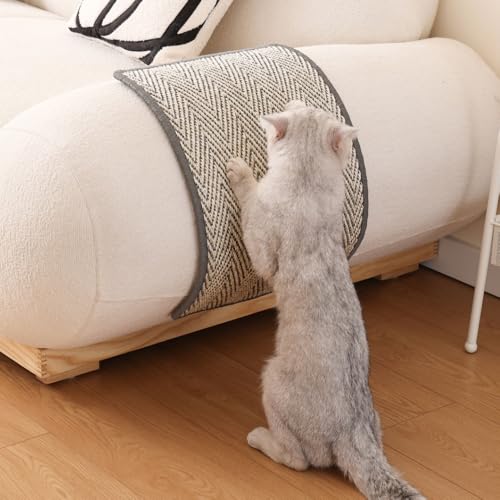 Furrther Boho Sisal Katzenkratzmatte mit Klebestreifen (Kratzschutz für Teppich, Sofa, Wand, Eckmöbel), langlebige und fusselfeste Katzenkratzfläche (33 x 55,1 cm, Fischgräten) von Furrther