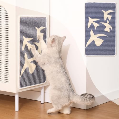 Furrther Kratzbaummatte aus Sisal (Verwendung an Wand, Couch und Teppich), strapazierfähige und fusselfeste Kratzfläche für Katzen, 33 x 55,1 cm, mit 8 klebrigen Klett-Pads (Matisse) von Furrther