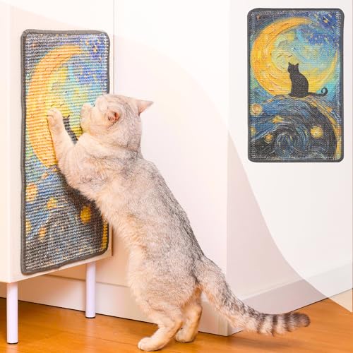 Furrther Sisal-Kratzmatte (Verwendung an Wand, Couch und Teppich), strapazierfähige und fusselfeste Kratzfläche für Katzen, 33 x 55,1 cm, mit 8 Klebepads (Sternennacht) von Furrther