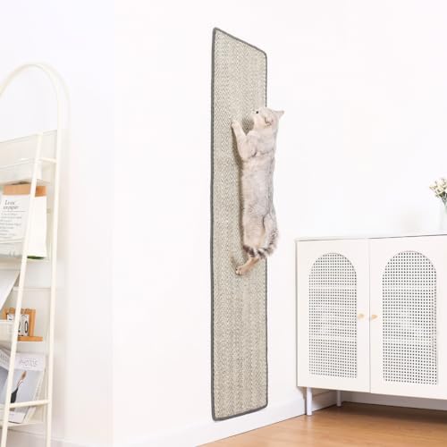 Sisal-Katzenläufer, extra lang, verdickt, 170 x 40 cm, Wandkletterteppich, Sofaschutz, robuster Kratzschutz für Wand, Tür, Ecke, Kratzmatte für Hauskatzen, Flur-Teppich (Fischgräten) von Furrther