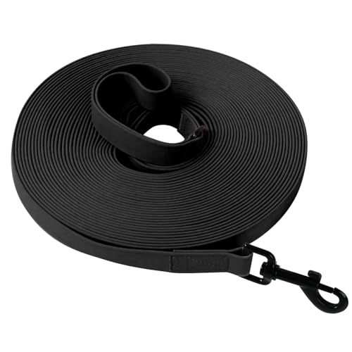 Wasserdicht Schleppleine für Hunde, Schleppleine 5m/10m/15m/20m mit Handgriff und D-Ring, Leicht zu Reinigen Gummierte Hundeleine Trainingsleine für Kleine Mittlere Große Hunde, Schwarz, 5M von Furry friends
