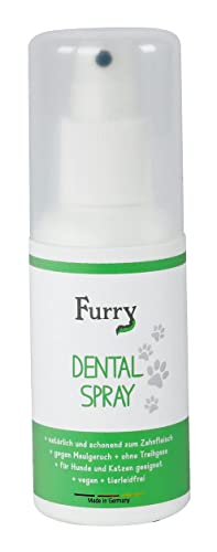 Furry Dentalspray für Hunde, auch für Katzen, gegen Maulgeruch, 100ml, unterstützt die Zahnpflege, beugt Zahnstein vor, für frischen Atem, ohne Treibgase, vegan, mit Aloe Vera, Made in Germany von Furry