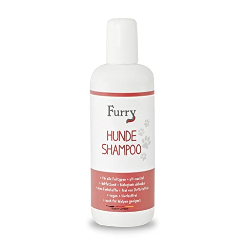 Furry sensitiv Hundeshampoo ohne Parfüm gegen Geruch für alle Felltypen, auch für Welpen, kleine & große Hunde zur Fellpflege, helles, weißes & Dunkles Fell, vegan & Made in Germany, 250ml von Furry